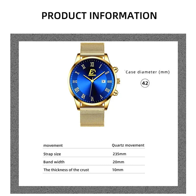 2PCS Set Fashion Mens Calendar Watches